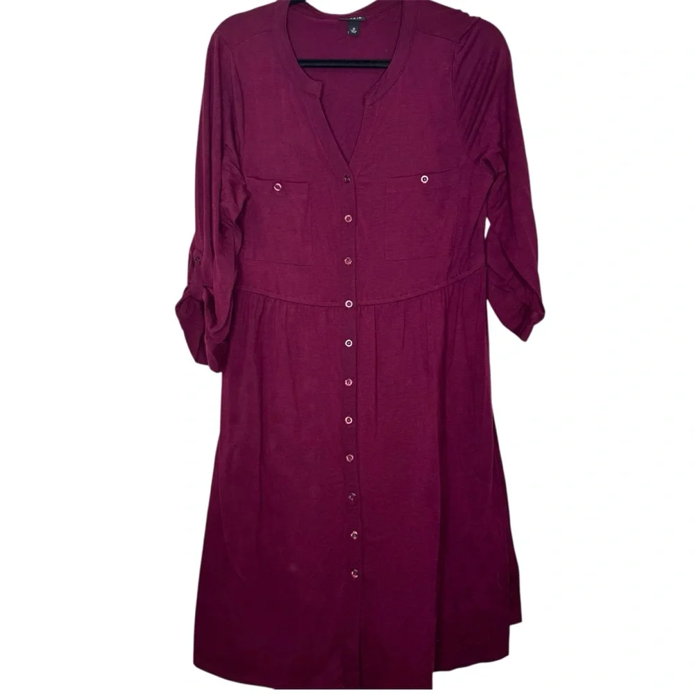 Torrid Womens Berry Skater Knee Length Dress Plus Size 0 3/4 Sleeve Stretch - Picture 1 of 4